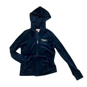 Juicy Couture Navy Velour Hoodie Track Jacket | NWOT | Size XS